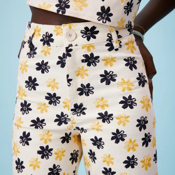 ZW RETRO FLORAL MARINE PATCH POCKET STRAIGHT JEANS - Picture 11 of 15